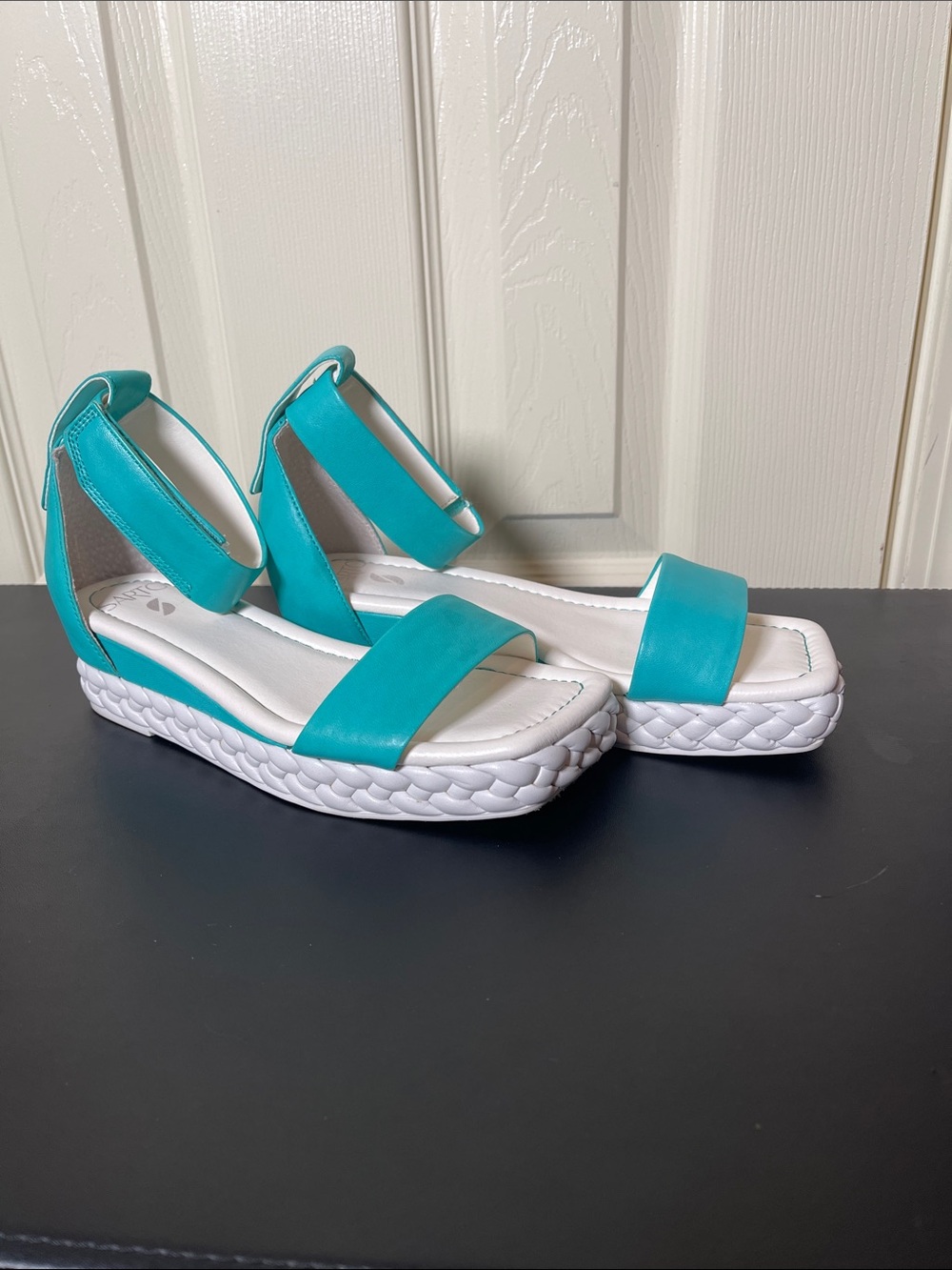 SARTO By Franco Sarto Turquoise Platform Ankle-Strap Sandals